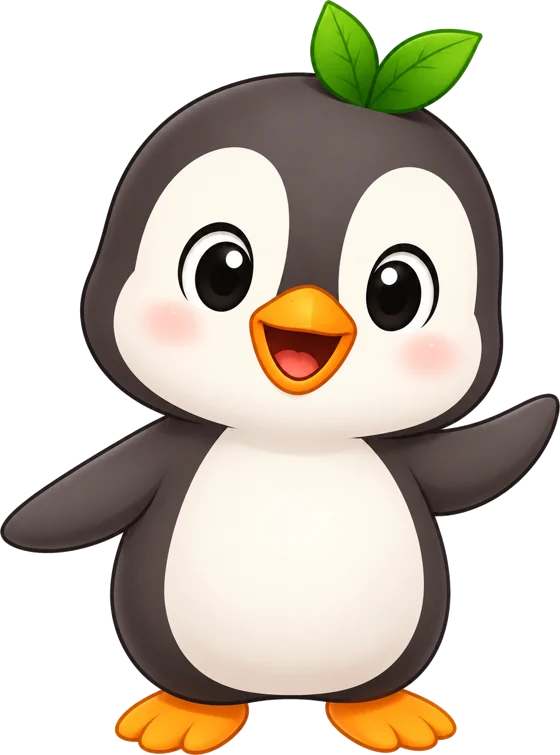 A happy penguin waving hello