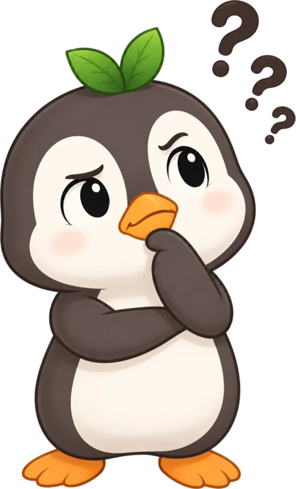 A thoughtful penguin wondering about life’s questions